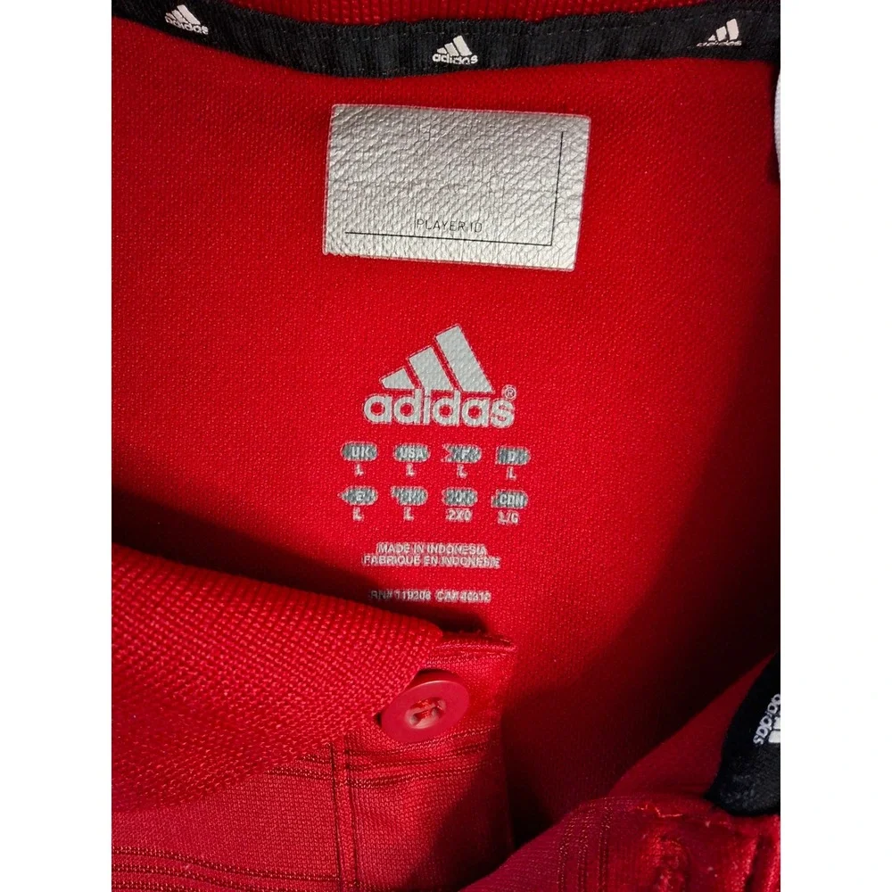 Adidas Mens Red Striped‎ Short Sleeve Polo Shirt Large O26176 Athletic Golf